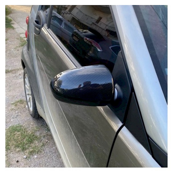 Smart Fortwo Carbon Fibre Effect Wing Mirror / Door Mirror Covers Caps - Fortwo 07 - 2014
