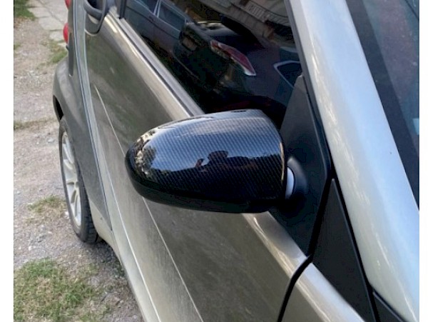 Smart Fortwo Carbon Fibre Effect Wing Mirror / Door Mirror Covers Caps - Fortwo 07 - 2014